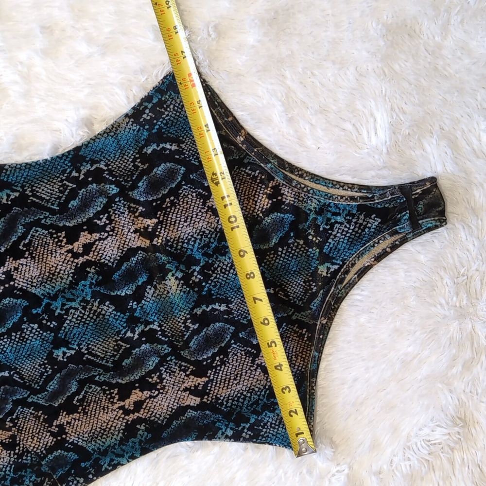 🔴LOWEST! I.AM.GIA Teal Velvet Snakeskin Bodysuit with Thumbholes - Picture 16 of 17